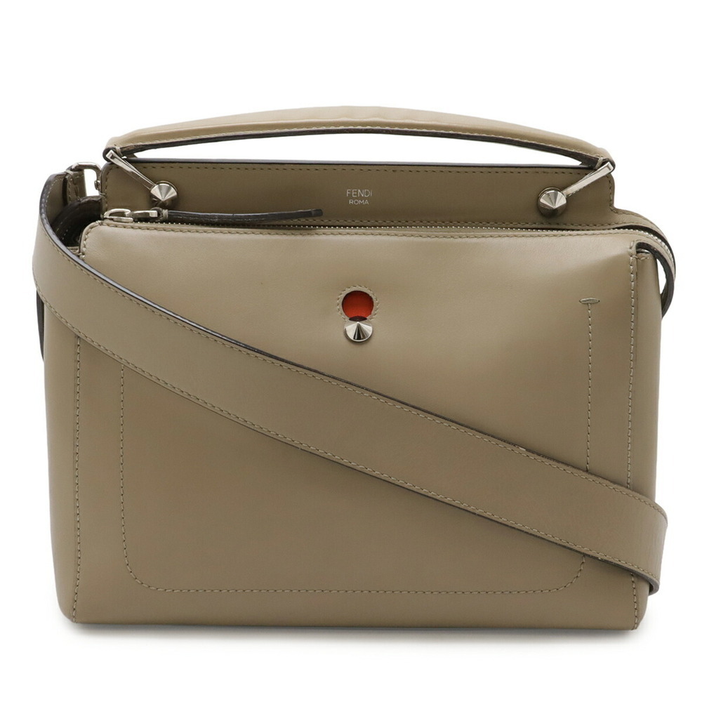 FENDI Gray Leather Shoulder Bag
